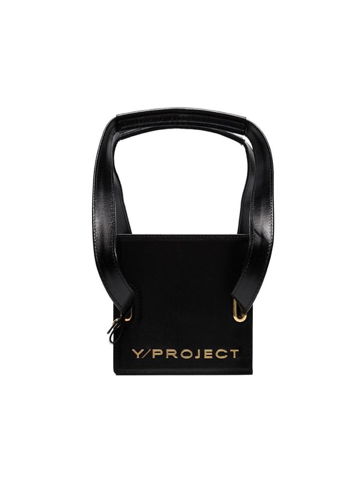 Y / Project Black Leather Accordion Cross Body Bag