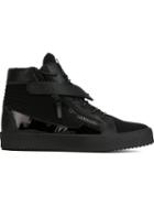 Giuseppe Zanotti Design Zip Detail Hi-top Sneakers, Men's, Size: 42, Black, Leather/polyurethane/rubber