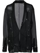 Baja East Shawl Lapel Sheer Blazer, Women's, Size: 1, Black, Silk