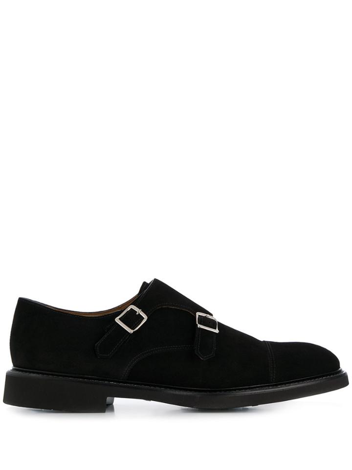 Doucal's Side Buckle Monk Shoes - Black