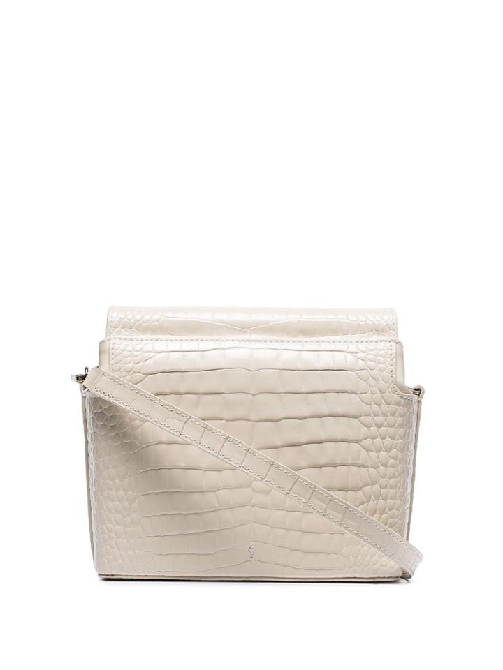 Gu De Ivory Pitch Croc Print Leather Belt Bag - White