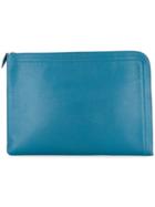 Hermès Vintage Document Holder Zipped Bag Veau Evergrain - Blue
