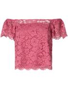 Twin-set Off-shoulder Lace Crop Top - Pink & Purple