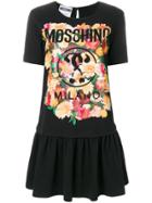 Moschino Printed Drop Waist T-shirt Dress - Black