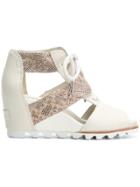 Sorel Wedge Lace Up Sandals - Nude & Neutrals