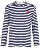 Comme Des Garçons Play Striped Long-sleeved T-shirt - Blue