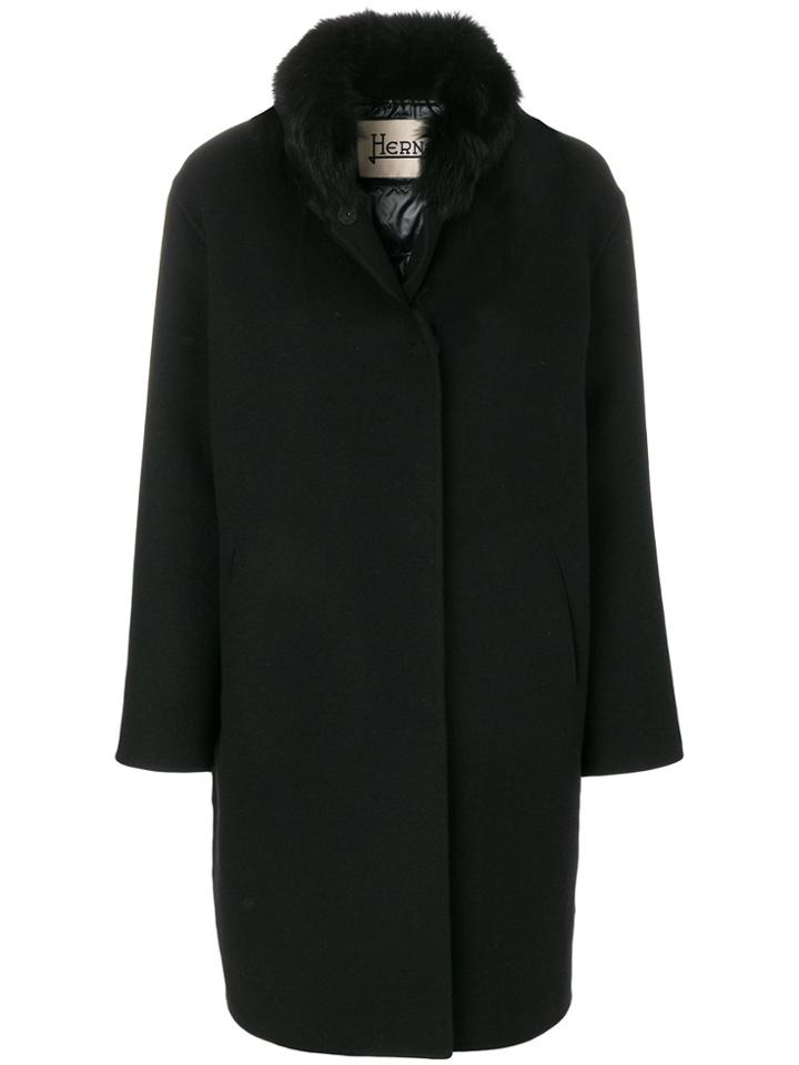 Herno Fur Trim Coat - Black