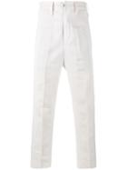 Ann Demeulemeester Cropped Tailored Trousers, Men's, Size: Large, White, Cotton/linen/flax/rayon