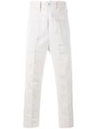 Ann Demeulemeester Cropped Tailored Trousers, Men's, Size: Large, White, Cotton/linen/flax/rayon