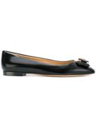 Salvatore Ferragamo Double Bow Ornament Ballerina Shoes - Black