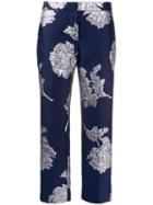 Alexander Mcqueen Floral Embroidered Trousers - Blue