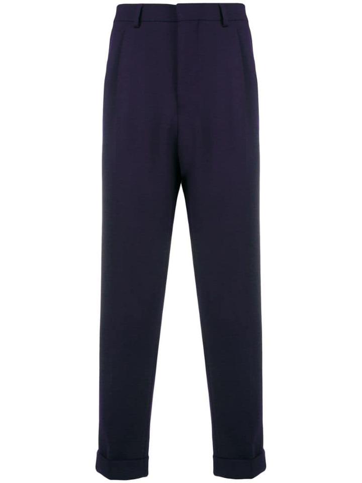 Ami Paris Pleated Carrot Fit Trousers - Blue