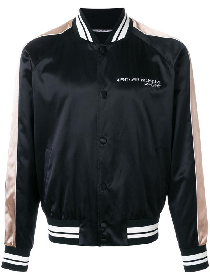 Valentino Always Sequin Satin Bomber - Black