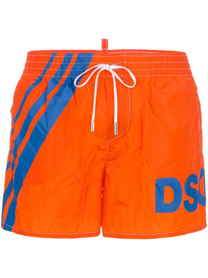 Dsquared2 Dsq Logo Printed Swim Shorts - Yellow & Orange