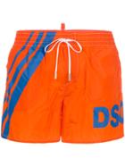 Dsquared2 Dsq Logo Printed Swim Shorts - Yellow & Orange