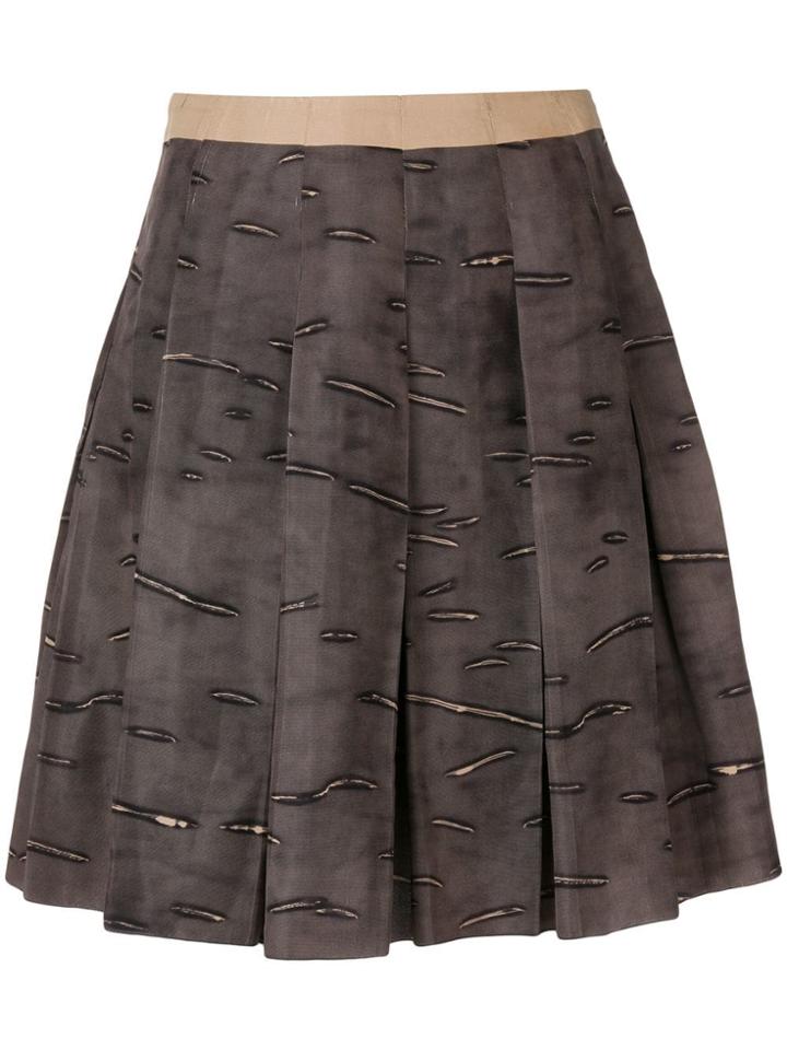 Prada Vintage 2000's Pleated Short Skirt - Brown