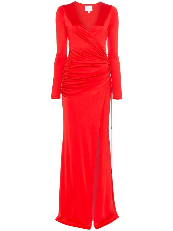 Galvan Allegra Ruched Waist Maxi Dress - Red