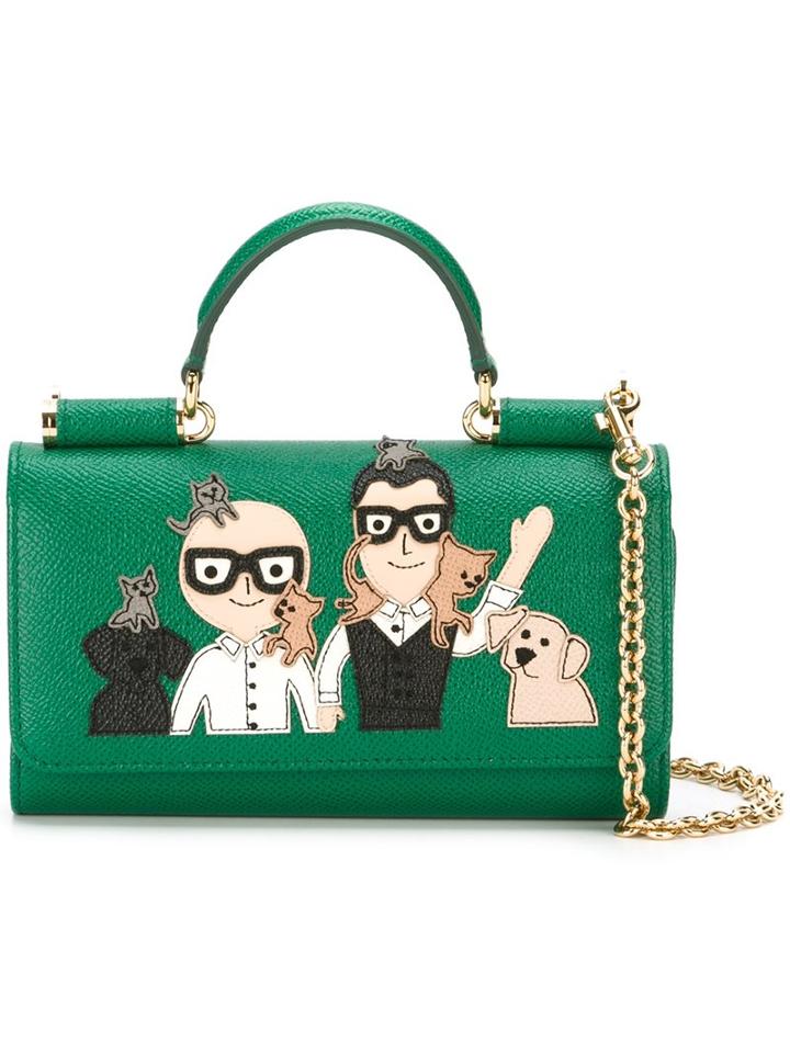 Dolce & Gabbana Mini 'von' Wallet Crossbody Bag, Women's, Green, Leather