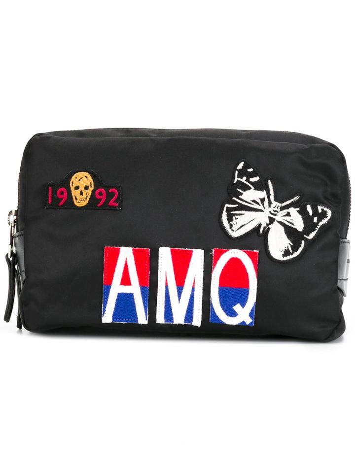 Alexander Mcqueen Shield Patch Wash Bag - Black