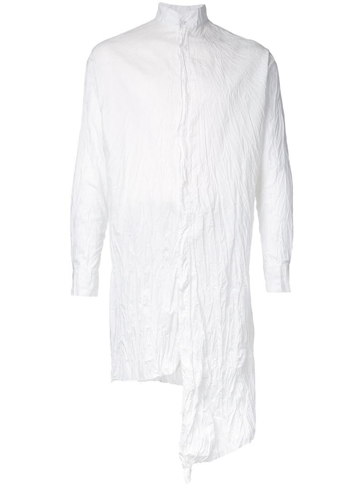 A New Cross Wrinkled Asymmetric Shirt, Men's, Size: Medium, White, Cotton