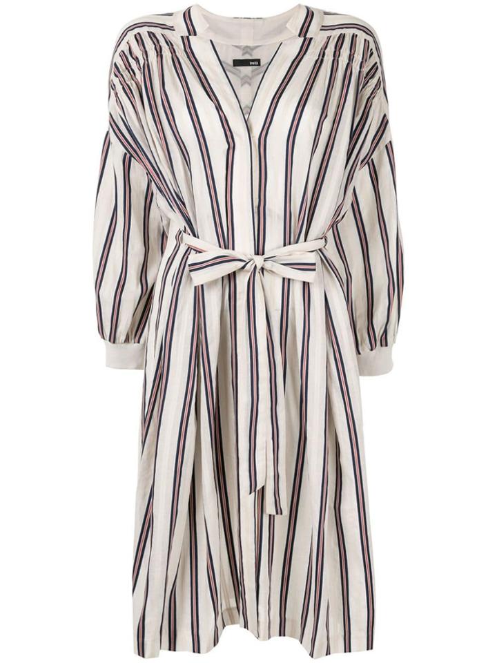 Frei Ea Striped Drop Shoulder Dress - White