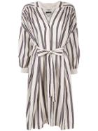 Frei Ea Striped Drop Shoulder Dress - White