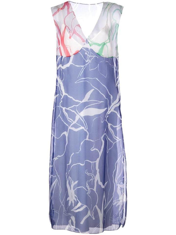 Marina Moscone Abstract Print Midi Dress - Blue