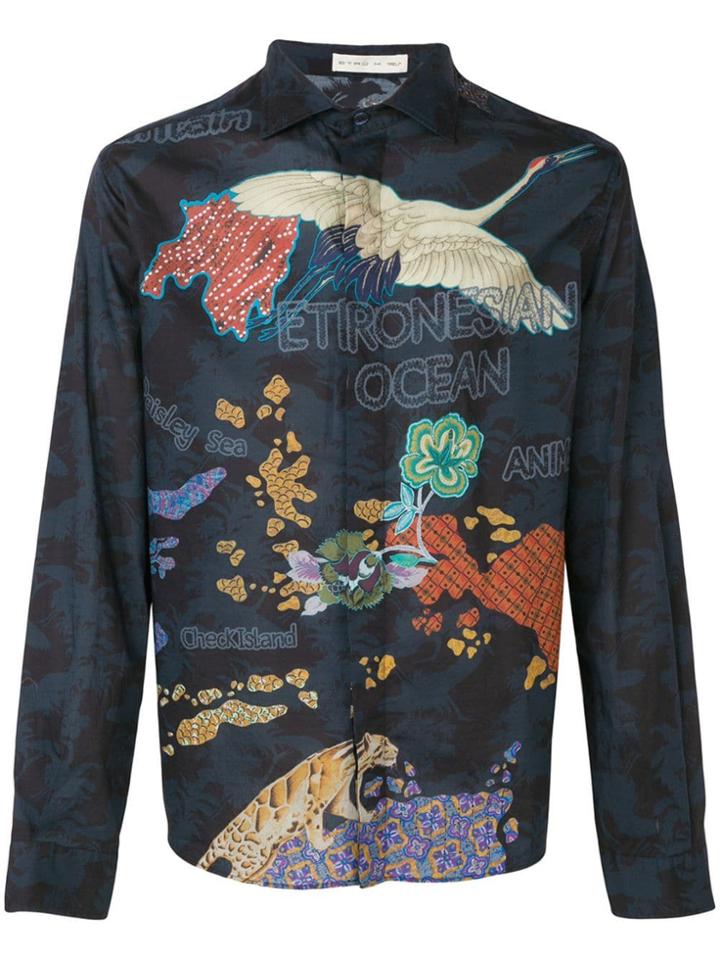 Etro Paisley Island-print Shirt - Blue