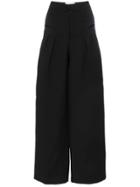 Situationist High Waisted Cutout Wool Trousers - Black