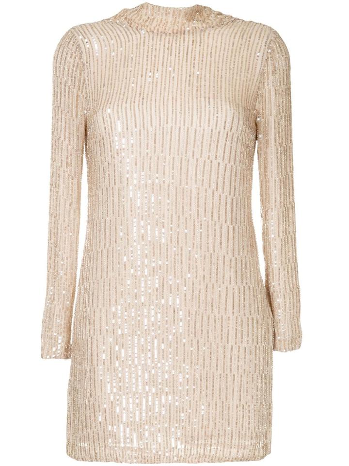 Rachel Gilbert Low Back Beaded Dress - Neutrals