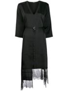 Twin-set Lace Hem Belted Dress - Black