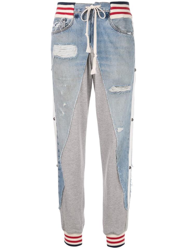 Greg Lauren Denim Panel Joggers - Blue