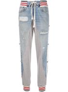 Greg Lauren Denim Panel Joggers - Blue
