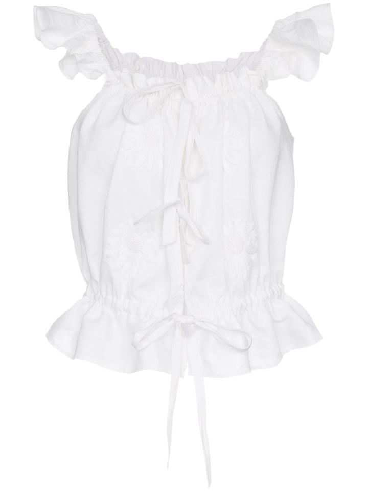 Innika Choo Cropped Tie Detail Top - White