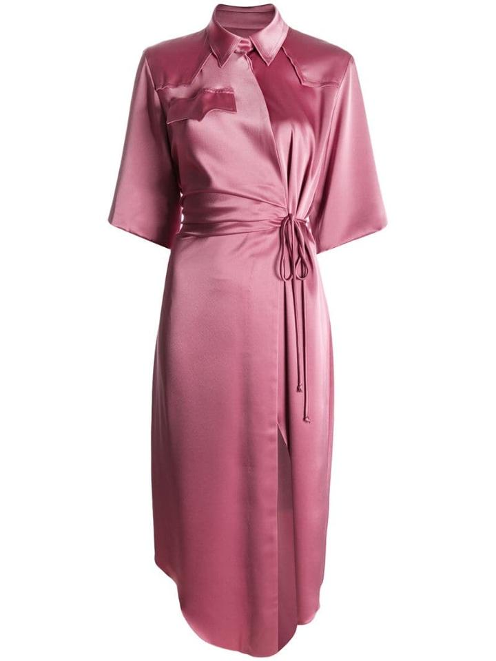 Nanushka Satin Wrap Dress - Pink