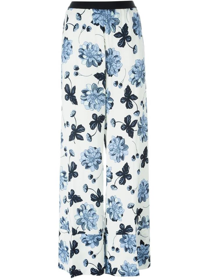 Twin-set Floral Print Palazzo Trousers, Women's, Size: Xs, White, Viscose