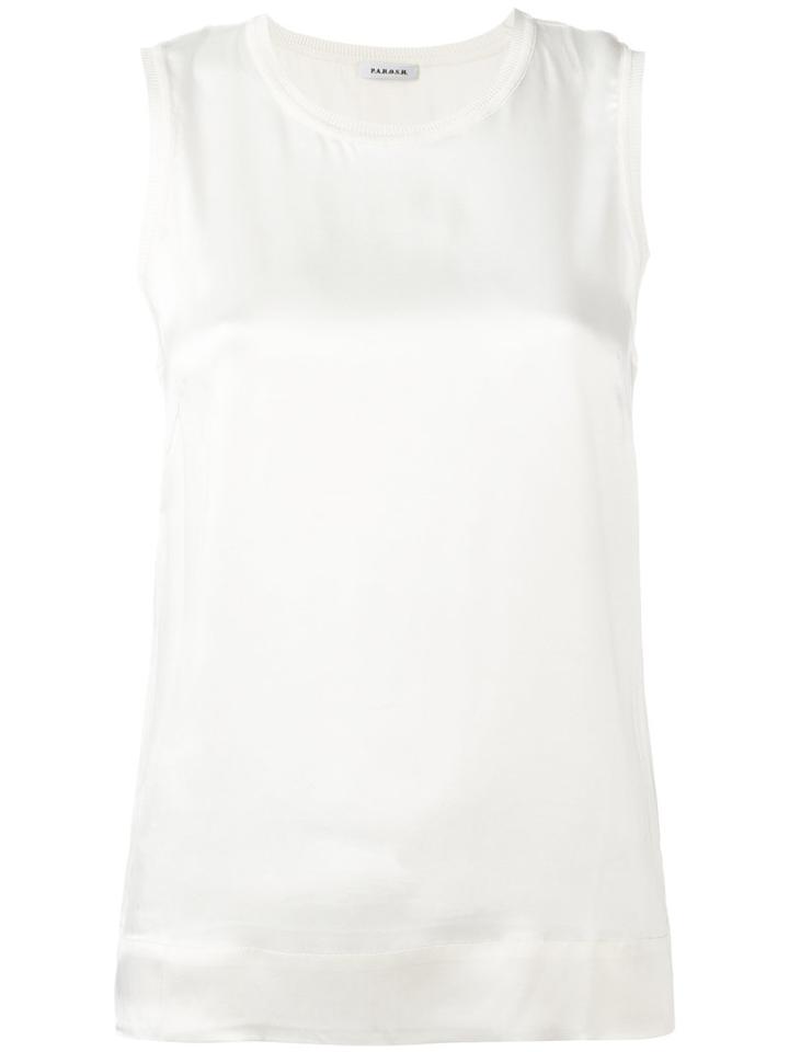 P.a.r.o.s.h. Sleeveless Plain Top, Women's, Size: Large, White, Silk/spandex/elastane