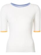 Derek Lam 10 Crosby Knit Tee With Contrast Rib - White