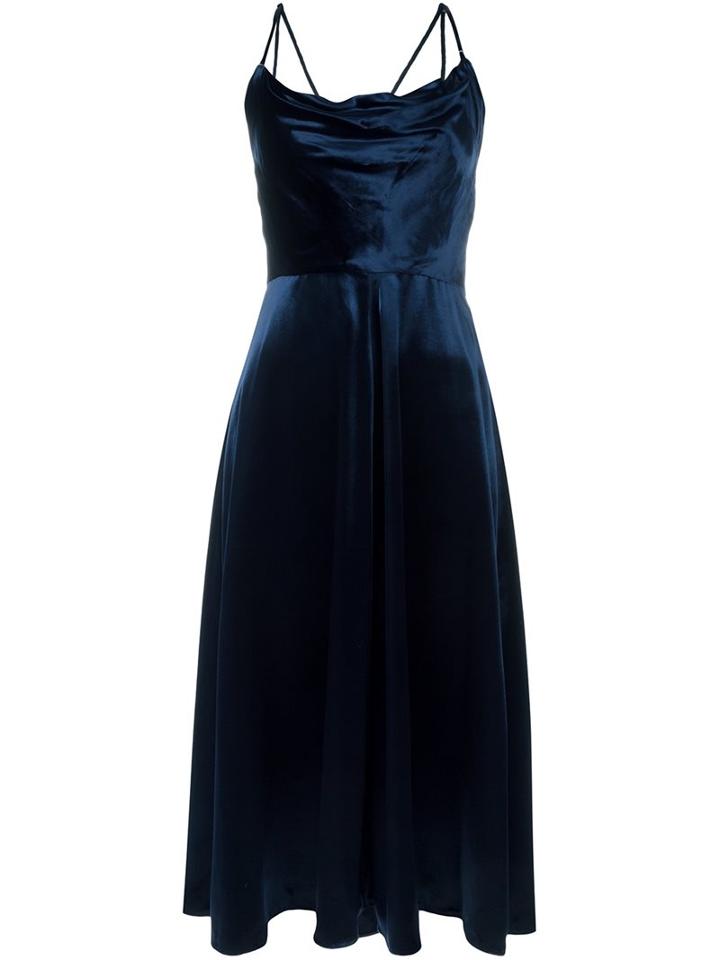 Valentino Velvet A-line Dress, Women's, Size: 38, Blue, Silk/viscose