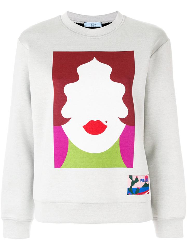Prada Face Motif Sweatshirt - Grey