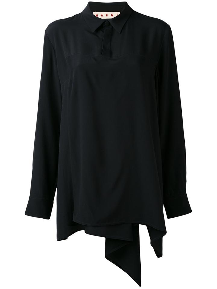 Marni - Flared Blouse - Women - Silk/acetate - 42, Blue, Silk/acetate
