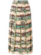 Gucci Cityscape Pleated Skirt - Multicolour