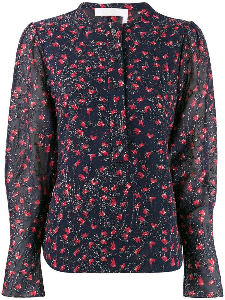 Chloé Beaded Floral Blouse - Blue