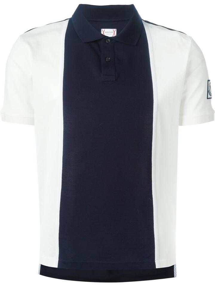 Moncler Gamme Bleu Colour Block Polo Shirt, Men's, Size: Large, Red, Cotton