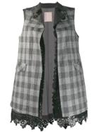 Antonio Marras Checked Lace Trim Waistcoat - Grey