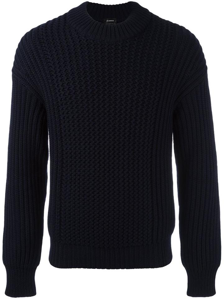 Jil Sander Chunky Jumper, Men's, Size: 52, Blue, Wool