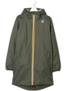 K Way Kids Long Zipped Bomber Jacket - Green