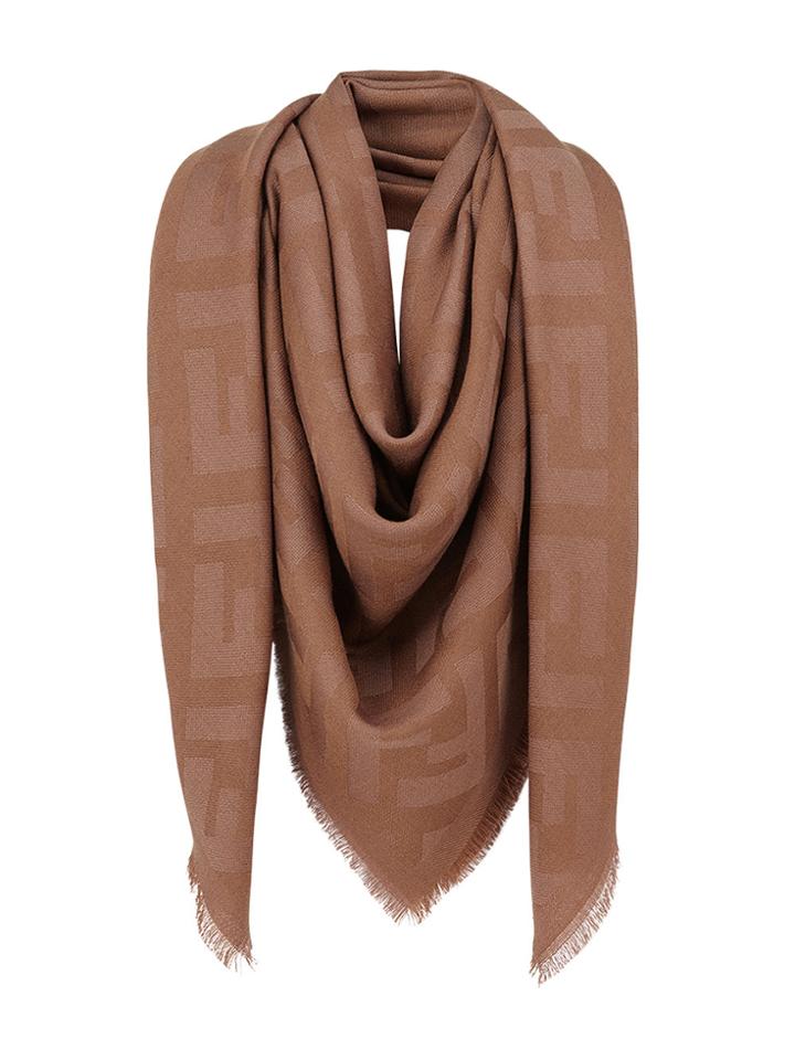 Fendi Ff Motif Shawl Scarf - Brown