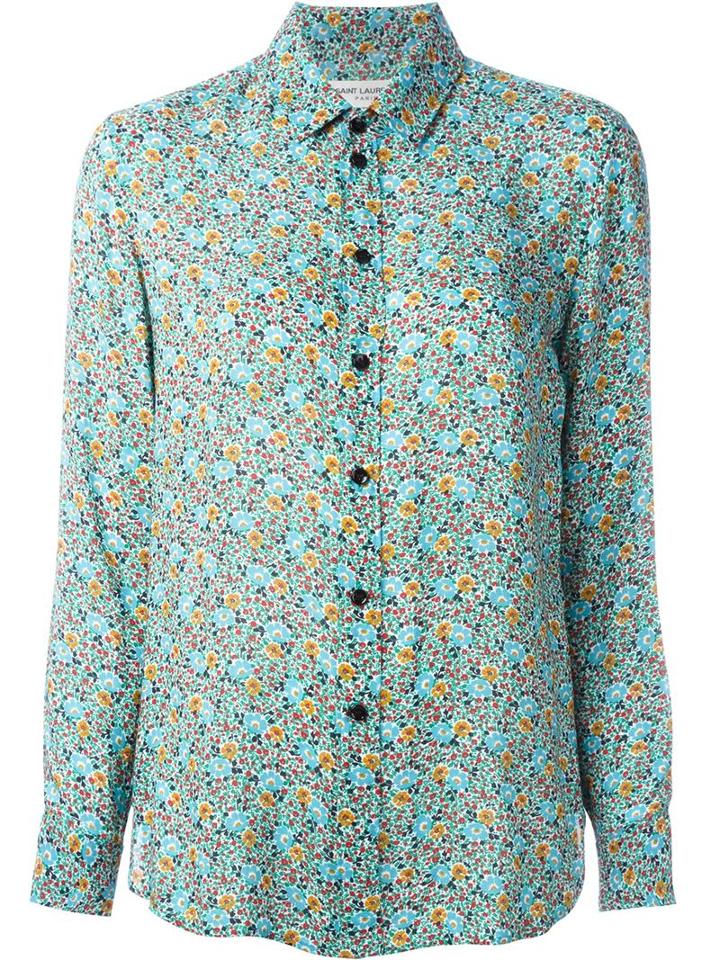 Saint Laurent Floral Print Shirt, Women's, Size: 40, Viscose