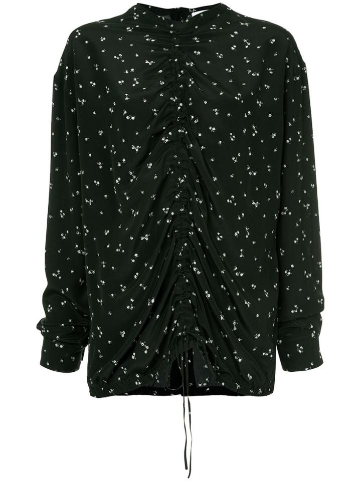 Jil Sander Floral Print Ruched Blouse - Black